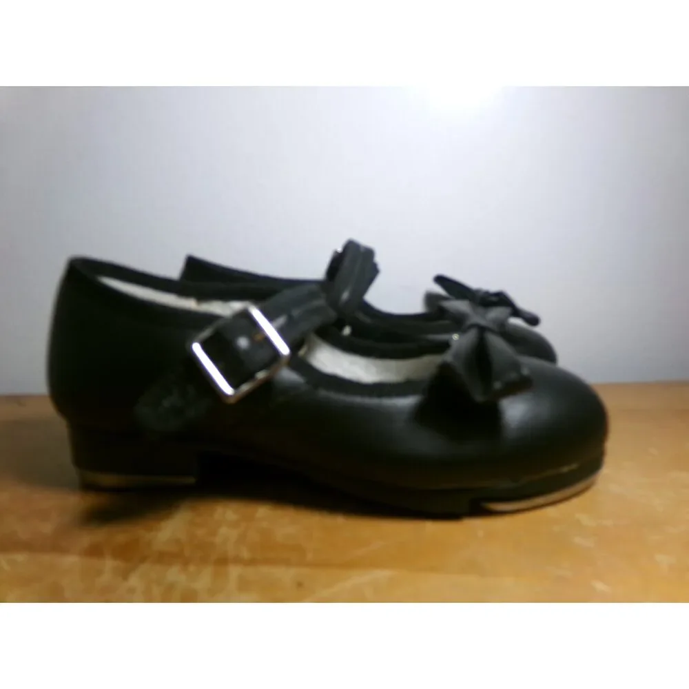 Pre-Owned Dance Tap Shoes Capezio 3800 9M Little Kids Black Mary Jane Leather E